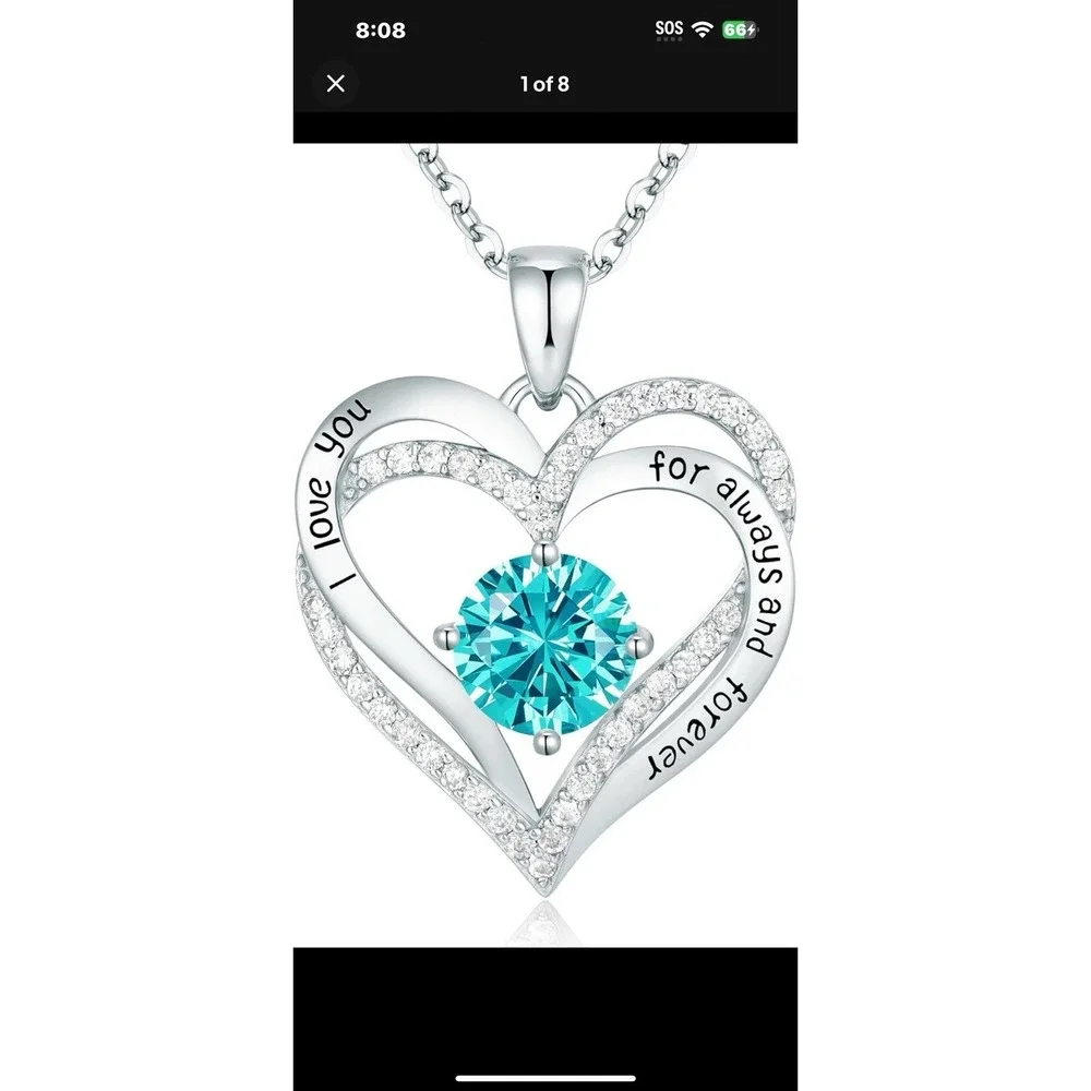 CDE 925 Sterling Silver Heart Birthstone Pendant Necklace 